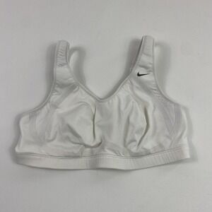 Nike Sports Bra Womens 36C White Dri-FIT Adjustable Straps Hook Back Athletic